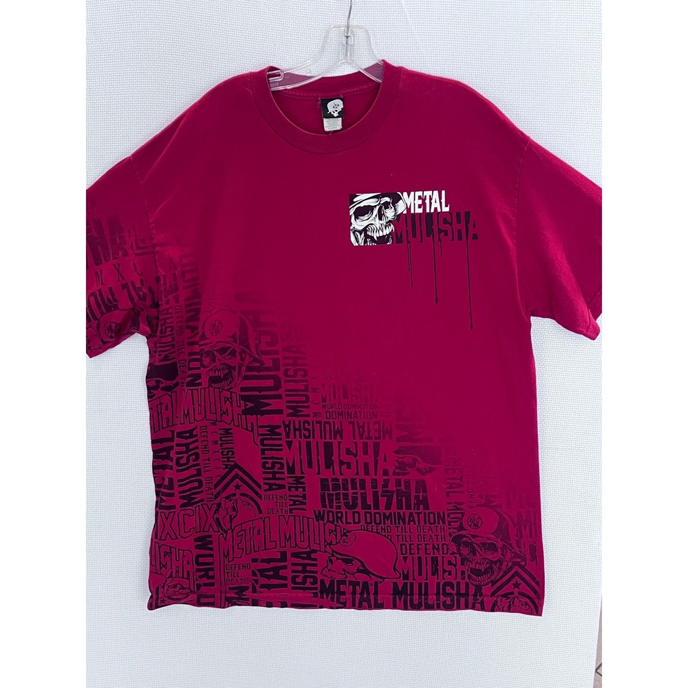 Metal Mulisha Men Red Skull Graphic T-Shirt XL Short Sleeve Cotton Motocross